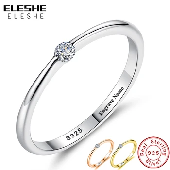 ELESHE Autentické 925 Sterling Silver Krúžky Okrúhle Zirkóny Crystal Prst Prstene pre Ženy, Svadobné Originálne Strieborné Šperky