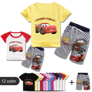 Letné Baby Boy Šaty Nastaviť Dievča Cartoon Pixar Cars Blesk McQueen Krátke Rukáv Tričko+Krátke Oblečenie Dieťa Oblečenie Detí Oblek
