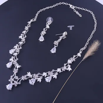 Podiel Á Drahokamu Crystal Faux Perlový Náhrdelník+Náušnice Šperky Set Pre Nevesty Svadobné Svadobné