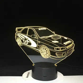 Pretekárske Auto 3D Lampa Multi-farebné s Diaľkovým na Narodeniny Darček Batérie Powered Láva Optická Led Nočné Svetlo Lampy Hologram 3237