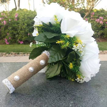 PREDAJ MIMO 10% Svadobné Kvety, Svadobné Kytice White Rose Výška 10.23 palcový Šírku 5inch Hmotnosť 0.245 kg Svadobných Doplnkov