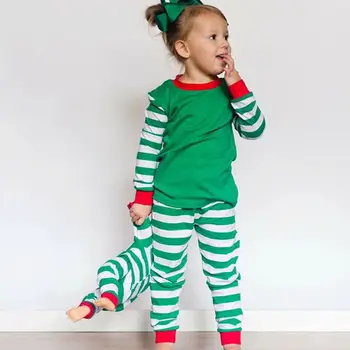 Baby Deti Chlapci Dievčatá Vianoce Prúžok Sleepwear Odev Oblečenie Pre Voľný Čas Detí, Vianočné Pruhované Pyžamo Pjs Nastaviť Oblečenie