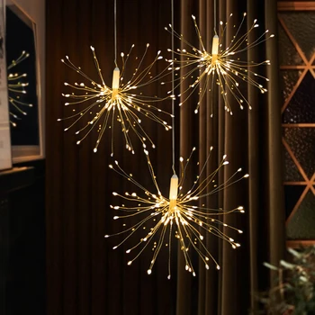 200LEDs DIY LED Víla String Svetlo 8 Režimov Visí Starburst Dovolenku Svetlo s Diaľkovým ovládaním Dekorácie Vonkajšie Ligotať Svetlo