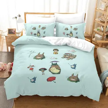 Deti posteľná bielizeň Nastaviť Môj Sused Totoro Cartoon Potlačené Obliečky Kryt Sady pre Deti, Darčeky Chlapec Spálňa Posteľná Bielizeň Plný King Size Queen