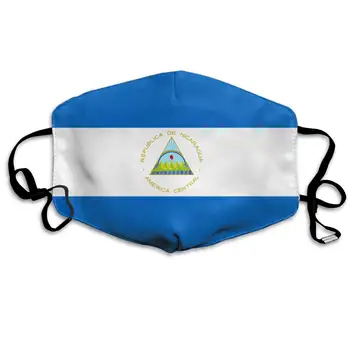 Unisex Priedušná Vlajkou Nikaragua Úst Maska, Nastaviteľný Strmeň Proti Prachom Masku na Tvár pre jazdu na Bicykli Cestovanie