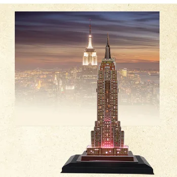 New York Empire State Building Model Logická Hračka 3D LED Osvetlenie Model DIY Rodič-dieťa Hračku pre Darčeky s Originálne Krabice (L503H)