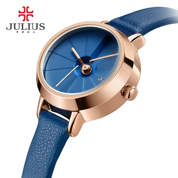 Kórejský Dizajn dámske Náramkové Hodinky Quartz Modré Kožené Montre Femme 30 M Vodotesný Štíhle Dámy Tenké Dial 23 mm Whatch Reloj JA-979