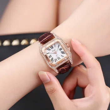 High-end fashion square diamond dámy pásu sledovať jednoduché Roman digitálne drahokamu Shi Ying žien watchMs 2019 hodinky