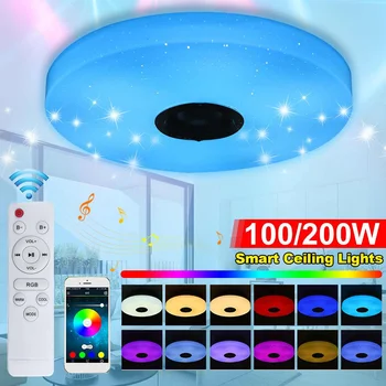 100W/200W Moderné RGB LED Stropné svietidlo Domov Osvetlenie APLIKÁCIU bluetooth Hudby Svetlo Spálňa Smart Stropné Svietidlo S Diaľkovým ovládaním