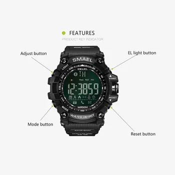 SMAEL Mužov Digitálne Športové Hodinky Módne Chronograf Hodinky Mužov Multifunkčné LED Vojenské Náramkové hodinky Muž Hodiny Relogio Masculino