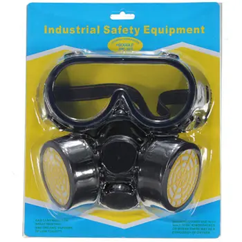 Priemyselné Dvojité Aktívne Uhlie Plynová Maska Respirátor S Okuliarov Masky Integrované Prachu Anti Fog Pesticídov Maľovanie Striekaním