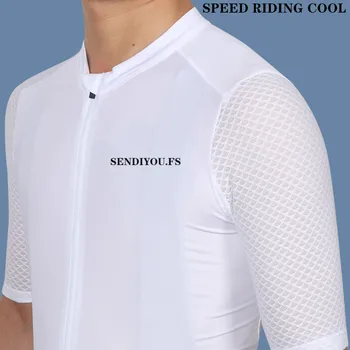 2019SENDIYOU.FS biela ľahký pro team cyklistický dres muži ženy rukáv cyklistika dres oblečenie motocross jersey Polyester