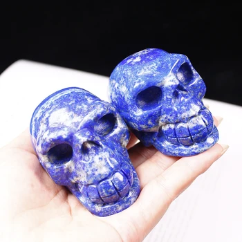 Runyangshi 3inch Prírodné lapis lazuli crystal skull reiki gem ručne vyrezávané Aura crystal skull svadobné dekorácie akvárium 1pcs