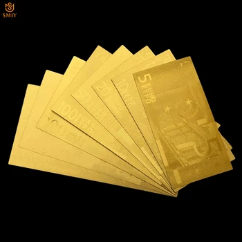 8Pcs/Veľa Euro Zlaté Bankovky Nastaviť 5.10.20.50.100.200.500.1000 Euro Zlatej Fólie bankovky v 24K Gold Pape Peniaze Na Zbierku