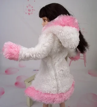 Nový Dizajn Bielej A Ružovej Plyšové Kabát Zimný Wear Oblečenie Oblečenie, Oblečenie Pre 1/6 Kurhn Bábika Barbie
