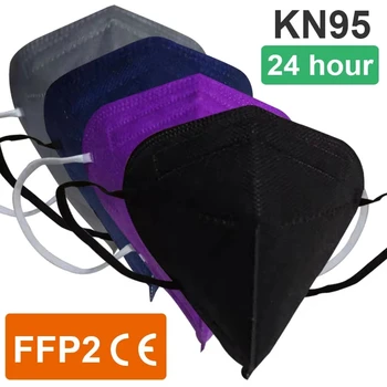 30-200Pcs FFP2 Dospelých Mascarilla KN95 Maska 5 Vrstvu Ochranného Čiernu Masku na Tvár Prachu Respirátor Tváre Masque FPP2 Opakovane