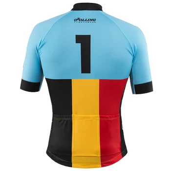 2018-NOVÍ ľudia, Belgicko tím cyklistika jersey blue/black/yellow/red top s krátkym rukávom Cyklistické Oblečenie Rýchle Suché bicykli Nosenie bicykli