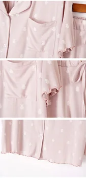 Leto Doma Oblečenie dámske Bavlnené Vytlačené Pyžamo Krátky Rukáv Šortky Dve Kus Bielej, Ružovej Farby Pijamas pre Ženy
