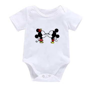 2021 Lete Cartoon Minnie Mickey Mouse Novorodenca Jumpsuit T-shirt Dieťa, Chlapec, Krátky Rukáv T-shirt Baby Mickey Top Dievča Oblečenie