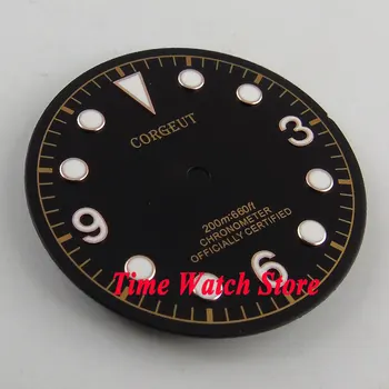 Corgeut 30.4 mm black dial svetelný rose zlaté Hodinky značky Dial fit ETA 2824 2836 MIYOTA 8215 821A Automatický Pohyb D53