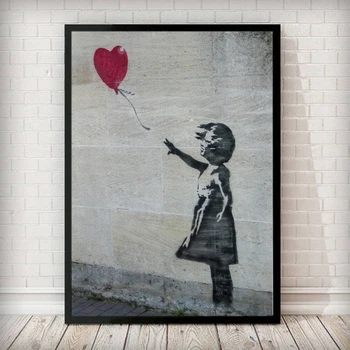 Banksy Dievča S Balónom Wall Art Plátno Plagáty A Vytlačí Plátno Na Maľovanie Dekoratívny Obraz Pre Office Obývacia Izba Domova