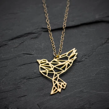 Trendy roztomilý vták náhrdelník prívesok ženy geometrické zvierat dove zlata, striebra plátovaného Origami šperky