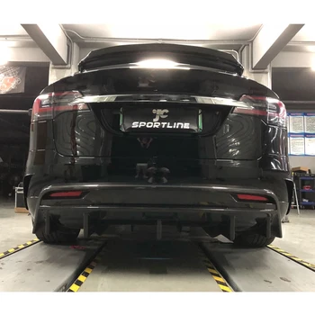 Carbon Fiber Zadný Nárazník Spojler, Difúzor Pery pre Tesla Model X 2016 2017 2018