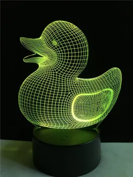 Novinka Kačica Zviera 3D LED Ilúzie Lampa Tabuľka Farieb Stôl Nočné Svetlo pre Deti, Darčeky Posteli Dekorácie Kreatívne Domáce Posteli