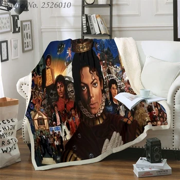 Hodiť deka Michael Jackson 3D Velvet Plyšové Deka prehoz cez posteľ Pre Deti, Dievčatá Sherpa Deka Gauči Deka Pokrytie Cestovných 01