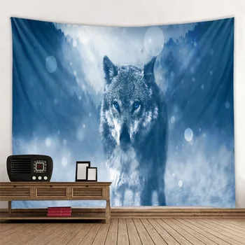 Blue-eyed Vlk Svätého Zvieratá Gobelín Dekorácie na Stenu Visí Lev, Vlk, Tiger Vzor na Pozadí Nástenné Gobelíny bytový Textil