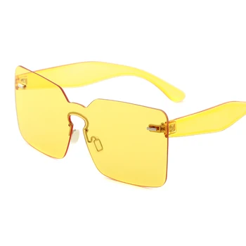 Nadrozmerné okuliare ženy 2020 žltá oranžová zelená modrá big bez obrúčok frameless dámske slnečné okuliare módne oculos de sol feminino