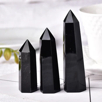 Prírodné Skalné Obsidian Šesťhranný Stĺp Crystal Bod Minerálne Ornament Uzdravenie Prútik Domova DIY Darčekové Dekorácie