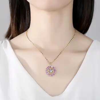 LUOTEEMI Fialové Srdce Kúzlo Prívesok Náhrdelníky pre Ženy Datovania Zapojenie White Crystal Romantické Kvetinové-Tvarované Módne Šperky