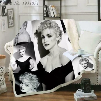 Hodiť Deka Speváčka Madonna 3D Velvet Plyšové Deka prehoz cez posteľ pre Deti, Dievčatá Sherpa Deka Gauči Deka Pokrytie Cestovných