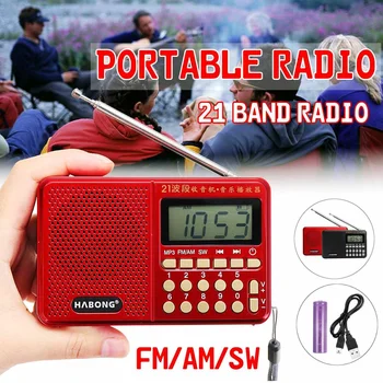 Vrecká 21 Pásma Rádio FM/AM/SW Digitálny Kľúč Výber Bezdrôtový Teleskopická Anténa Prenosný MP3 TF USB