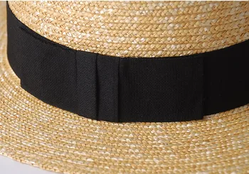 Pšeničnej Slamy Lete Ženy slamený klobúk Beach Sun hat Pre Elegantný Márie Kráľovnej Páse s nástrojmi Kolo Flat Top Homburg Fedora Klobúk Dobrý Balík