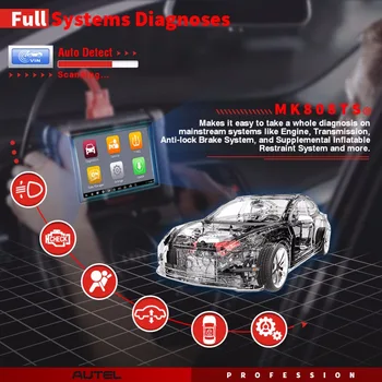 Autel MaxiCOM MK808TS Automobilový OBD2 Auto Diagnostických Testov Nástroj OBD 2 Bluetooth Skener Programovanie, monitorovanie tlaku v pneumatikách MX Senzor PK MK808 TS608