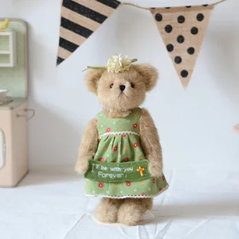 Plyšový medvedík plyšové hračky s zelené šaty plyšové spoločné medvedík bábika deti hračky pre dievča, darček k narodeninám domov Shop Dekor Triver