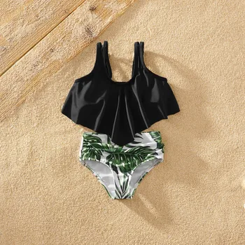 Bunvel Rodiny Zodpovedajúce Oblečenie Sexy Bikiny Nastaviť Maminku a Ma Plavky Muž Chlapci Plávať Nohavičky Kvetinový Leaf Pláž Nosiť Plávanie Oblek