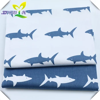 Cartoon modrá žraloky printcloth bavlnené obliečky na vankúš posteľná bielizeň tkaniny bavlnené tkaniny u detí