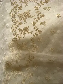 Slonovina, vyšívané čipky textílie, ročník kvetinový orezania čipky, starožitné svadobné bavlna čipky