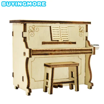 DIY Piano Music Box Model Auta Kreatívne Vzdelávacie Hračky pre Deti Záujme Rozvoja Ruka Triasť Music Box Drevený Model Darček