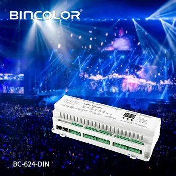 BC-624-DIN Nového 24 CH DMX512/8 bit/16bit DC12V-24V RJ45 Pripojenie LED RGB/RGBW Pásy Lampa Dekodér