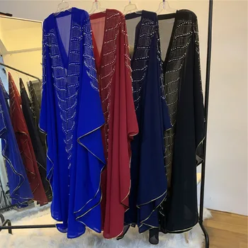 2020 Nové Dubaj Blízkom Východe Luxusné Sequin Drahokamu Pearl Bat Rukáv Islamskej Dubaj Arabských Moslimských Abaya Turecko Arabských Módne Kimono