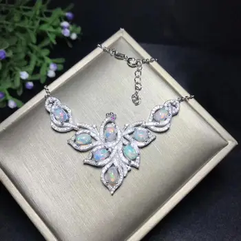 Špeciálne luxusné prírodné opal náhrdelník je veľmi pestré a farebné. 925 Silver Ručné