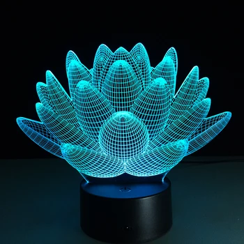 7 Farby Dotyk Lotus 3D Farebné Nočné Svetlo Podivné Stereoskopické Vizuálnej Ilúzie Lampa LED Lampa Dekor Svetlo, Náladu Lampa