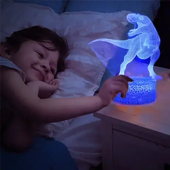 16 Farebný Dinosaurus 3D LED Nočné Osvetlenie Cartoon Módne Diaľkové Ovládanie Tabuľka Stolná Lampa pre Deti na Vianoce, Narodeninové Darčeky Detská Hračka