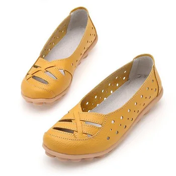 2020 nové originálne kožené dámske letné priedušná pohodlné mäkké dno bežné mama duté otvor topánky sandále