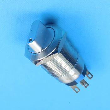 19 mm gombík prepínač latching funkcia rotačné kovové 12V osvetlený bod led spínač voliča 2 pozíciu 1NO Kontakt 1NC kontakt