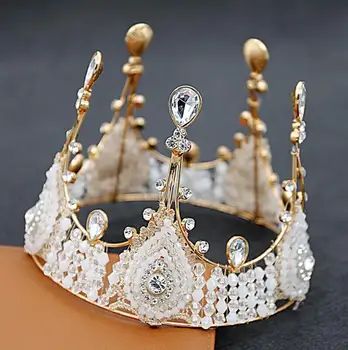 Luxusné Drahokamu Kráľovná Diadem Nevesta Koruny Svadobné Tiara Čipky Koruny Narodeniny Ručné Kráľovná Vlasy Príslušenstvo